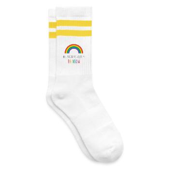 My Favorite Rainbow - Striped tennis socks - white/yellow - Right