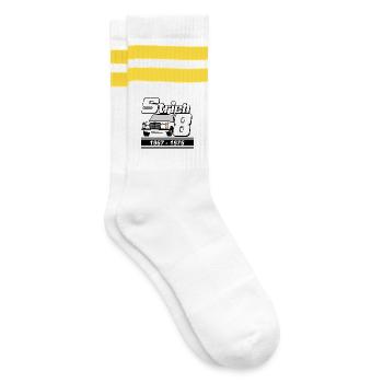 Strich 8 Retro Auto 1967 1976 - Gestreifte Tennissocken - Weiß/Gelb - Rechts