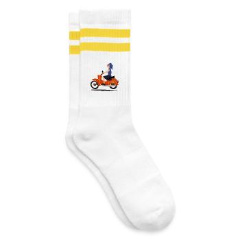 DELNJOSERBOWKA MOPED - Gestreifte Tennissocken - Weiß/Gelb - Rechts