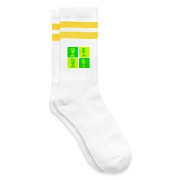 Mikrofon Pop Art Grün - Gestreifte Tennissocken - Weiß/Gelb - Rechts