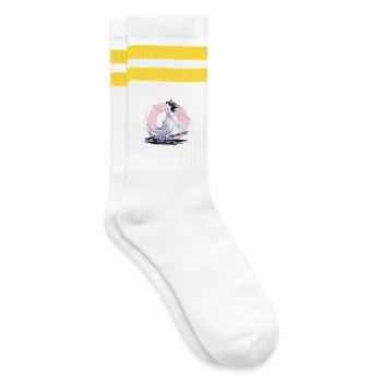 Mondtanz der Kirschblüten Fee - Gestreifte Tennissocken - Weiß/Gelb - Rechts
