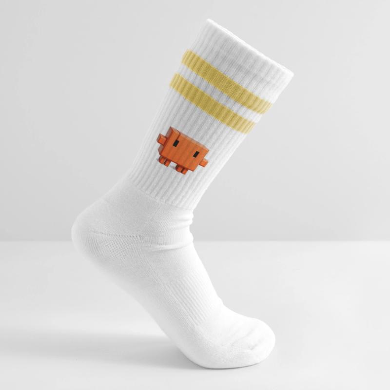 Claude Code Pixel 3D Maskottchen süßer Dev-Aufkleber Gestreifte Tennissocken