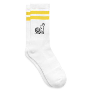 A Snail on Its Way - Striped tennis socks - white/yellow - Right