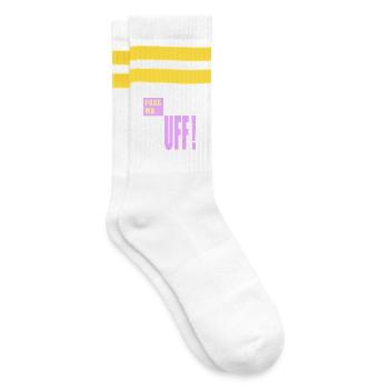 Berlin Watch out Berlinerisch - Striped tennis socks - white/yellow - Right