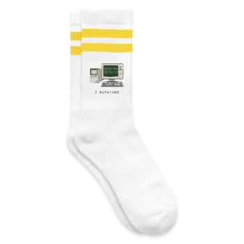 I Survived Y2K - Striped tennis socks - white/yellow - Right