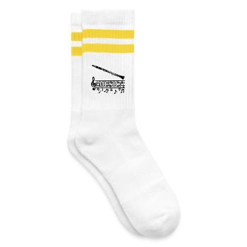 Clarinette instrument à vent avec des sons musicaux en dessous - Chaussettes de tennis - blanc/jaune - Droite