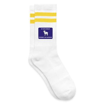 Gentle as a lamb - Striped tennis socks - white/yellow - Right