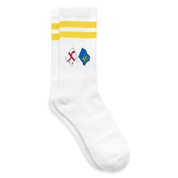 Suffolk & England kreuzte Flaggen - Gestreifte Tennissocken - Weiß/Gelb - Rechts