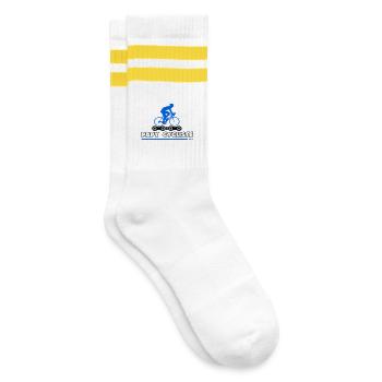 Opa Radfahrer - Gestreifte Tennissocken - Weiß/Gelb - Rechts