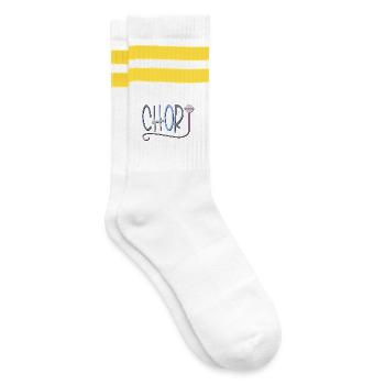 CHOR MIKROFON - HOBBY SINGEN - Gestreifte Tennissocken - Weiß/Gelb - Rechts