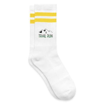 Trail Run - Striped tennis socks - white/yellow - Right