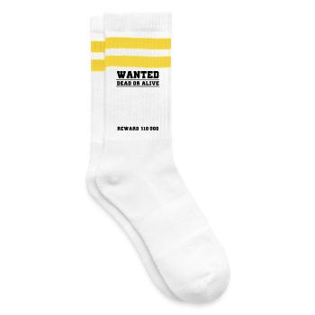 wanted selber gestalten - Gestreifte Tennissocken - Weiß/Gelb - Rechts
