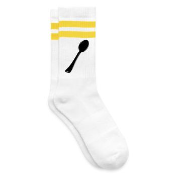 Löffel - Gestreifte Tennissocken - Weiß/Gelb - Rechts