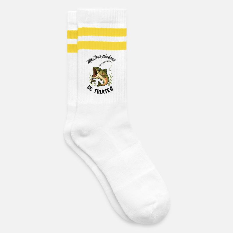 Bester Forellenangler - Gestreifte Tennissocken - Weiß/Gelb