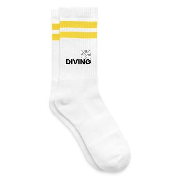 Tauchen - Gestreifte Tennissocken - Weiß/Gelb - Rechts