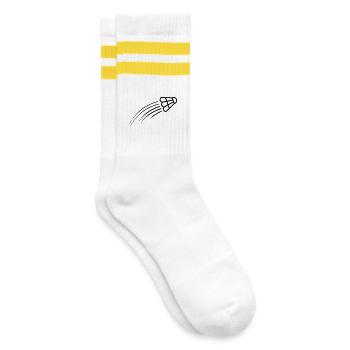 Badminton simple shuttle logo - Striped tennis socks - white/yellow - Right