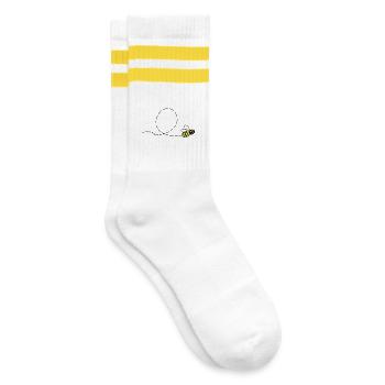 Flotte Biene - Gestreifte Tennissocken - Weiß/Gelb - Rechts
