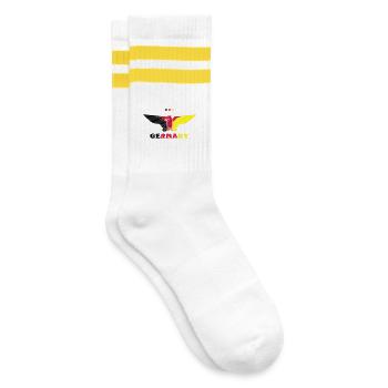 Deutschland Adler Germany colored - Gestreifte Tennissocken - Weiß/Gelb - Rechts