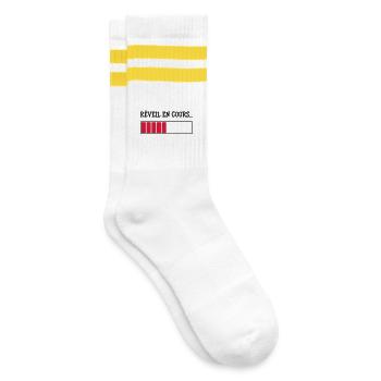 Réveil en cours... - Chaussettes de tennis - blanc/jaune - Droite