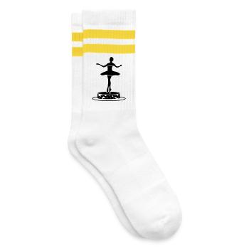 Music box with ballerina figure - Striped tennis socks - white/yellow - Right