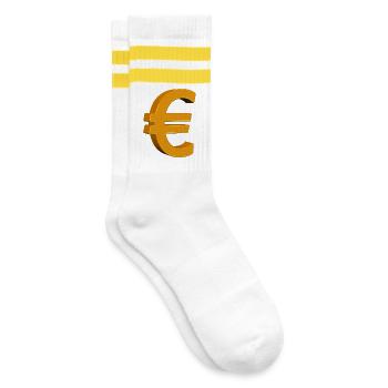 Abstract Golden Euro Design - Striped tennis socks - white/yellow - Right