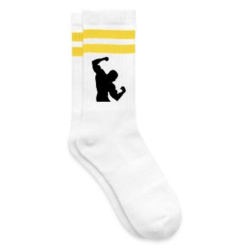 Bodybuilding - Gestreifte Tennissocken - Weiß/Gelb - Rechts