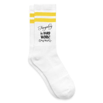 Fangirling is hard work - Striped tennis socks - white/yellow - Right