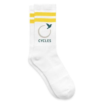 Cycles – The Shape of Change - Gestreifte Tennissocken - Weiß/Gelb - Rechts
