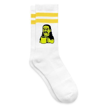 Homme de café en colère - Chaussettes de tennis - blanc/jaune - Droite