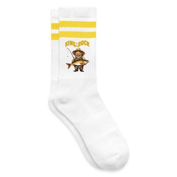 KingOTD - Gestreifte Tennissocken - Weiß/Gelb - Rechts