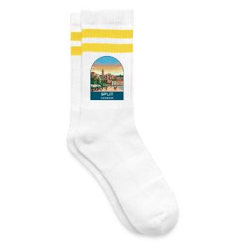 Split Croatia Vintage Travel Poster Art - Striped tennis socks - white/yellow - Right