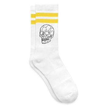 Geometric Skull - Gestreifte Tennissocken - Weiß/Gelb - Rechts