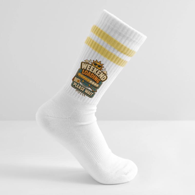 Weekend Loading Please Wait Striped tennis socks