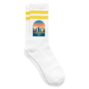 Ohio USA Vintage Travel Poster Art - Striped tennis socks - white/yellow - Right