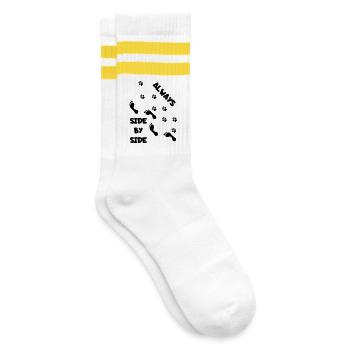Côte à côte avec chien * - Chaussettes de tennis - blanc/jaune - Droite