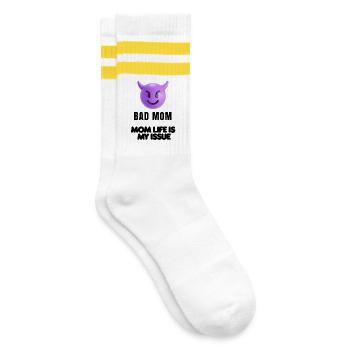 Mom Mood Shirt - Striped tennis socks - white/yellow - Right