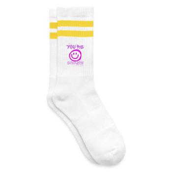 You Are Enough - Striped tennis socks - white/yellow - Right