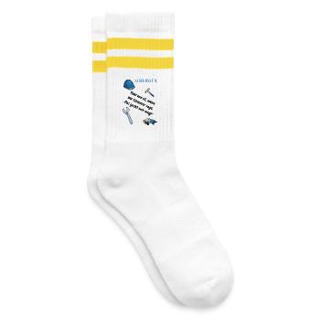 Schlosser T-Shirt Lustiges Geschenk Metallbau-Fans - Gestreifte Tennissocken - Weiß/Gelb - Rechts