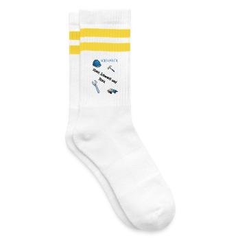 Schlosser T-Shirt Lustiges Geschenk Metallbau-Fans - Gestreifte Tennissocken - Weiß/Gelb - Rechts