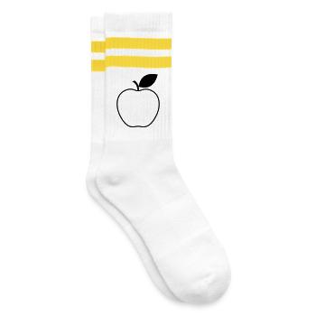 Apfel Obst Frucht Vegetarisch Vegan Geschenkidee - Gestreifte Tennissocken - Weiß/Gelb - Rechts