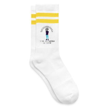 Boulderhead - Nur Bouldern im Kopf - Gestreifte Tennissocken - Weiß/Gelb - Rechts