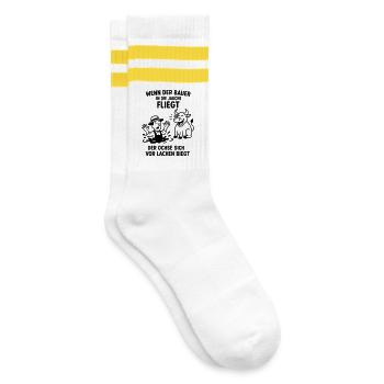 farmer slurry saying joke ox - Striped tennis socks - white/yellow - Right