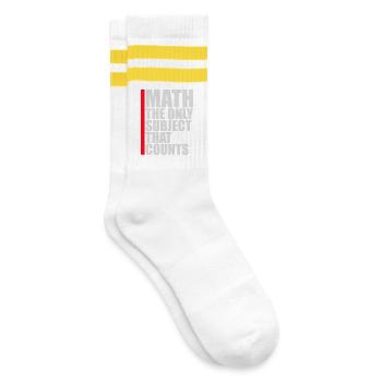Math The Only Subject That Counts Nerd Mathe Logo - Gestreifte Tennissocken - Weiß/Gelb - Rechts