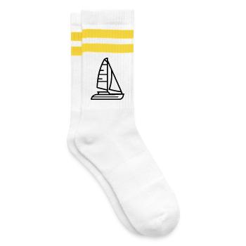 Boot - Gestreifte Tennissocken - Weiß/Gelb - Rechts