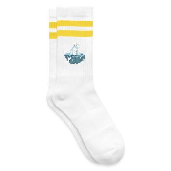 Polar bear on ice floe - Striped tennis socks - white/yellow - Right