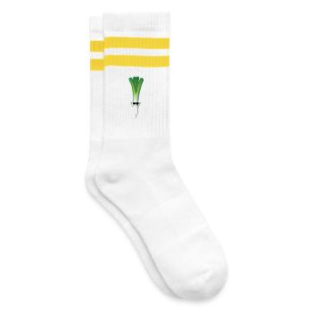 Lauch mit Sonnenbrille - Gestreifte Tennissocken - Weiß/Gelb - Rechts