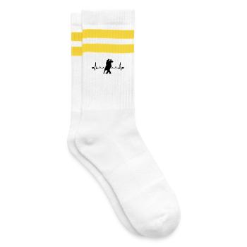 Tango Argentino Heartbeat Tango Dancer Dance Pair - Striped tennis socks - white/yellow - Right