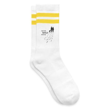 Chien - NE JAMAIS MARCHER SEUL, Homme Femme, Promenade - Chaussettes de tennis - blanc/jaune - Droite