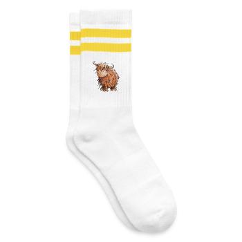 Scottish Highland Cattle I Highland Cattle Cow - Striped tennis socks - white/yellow - Right