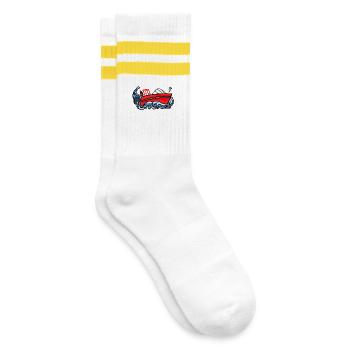 Feuerwehr Boot - Gestreifte Tennissocken - Weiß/Gelb - Rechts
